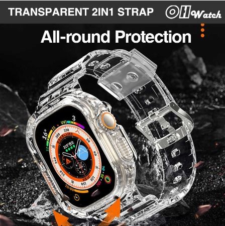Latest iWatch 7 8 ultra Strap and Case 2in1 used for Apple Watch Series ultra 8 7 6 5 4 3 2 1 SE Clear Soft TPU