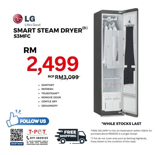 LG Styler Smart Steam Dryer S3MFC (B), TV & Home Appliances, Irons