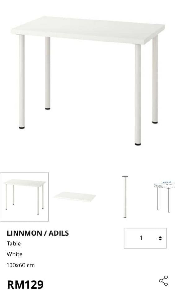 Linnmon/Adils Ikea Table Work/Office, Furniture & Home Living