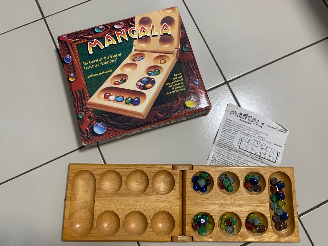 Vintage Mancala marble game wooden board, Hobbies & Toys, Toys & Games