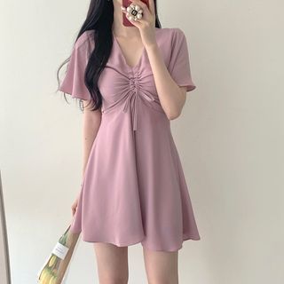 Maybeline Bell Sleeve Adjustable Tie Dress