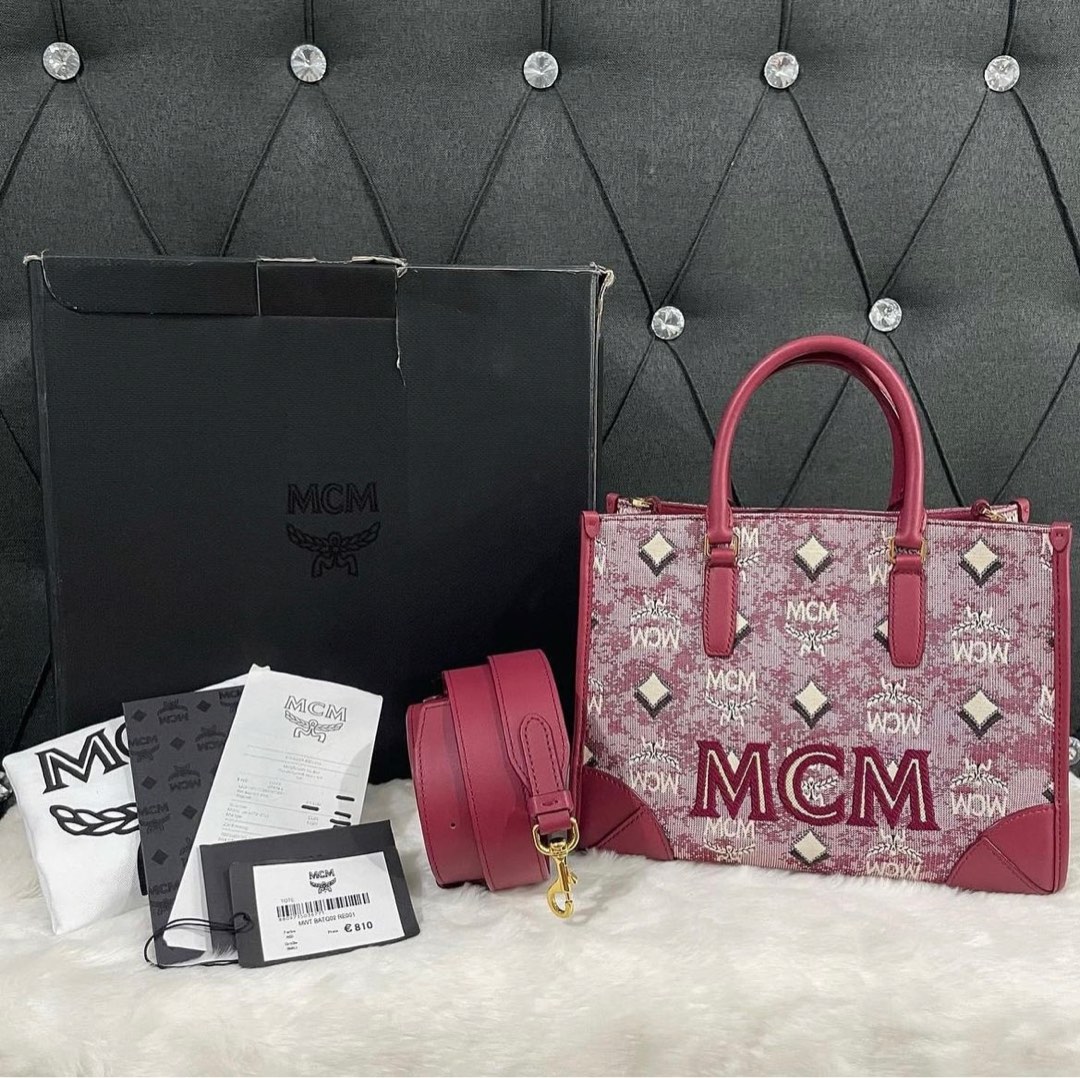 MCM Small Jacquard Tote, Luxury, Bags & Wallets on Carousell