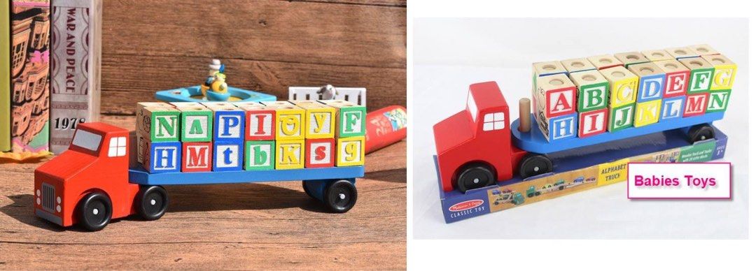 Melissa and doug alphabet blocks wooden truck sales