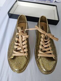 Melissa Glass Glitter Gold sneakers size 7