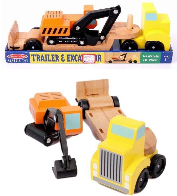 Melissa and doug trailer and excavator shop