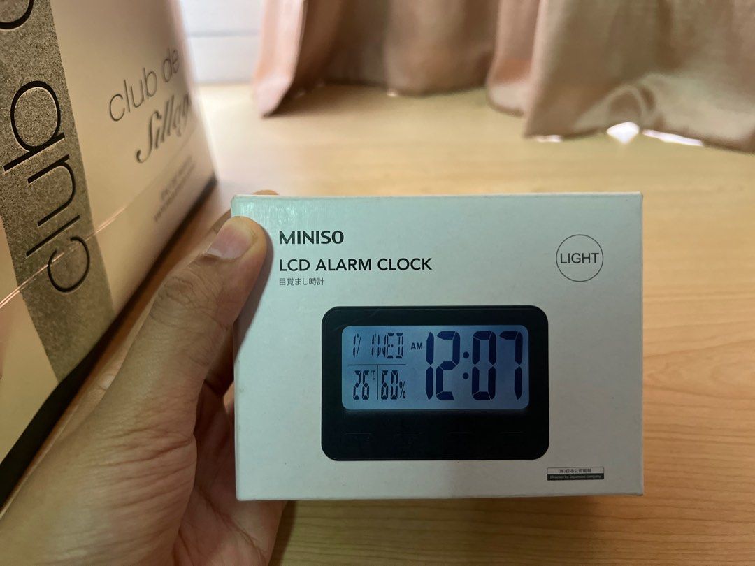 Miniso LCD alarm clock, Furniture & Home Living, Home Decor, Clocks on
