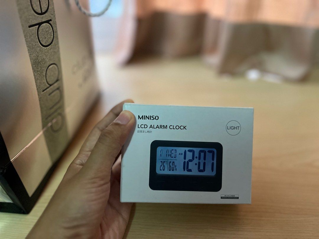 Miniso LCD alarm clock, Furniture & Home Living, Home Decor, Clocks on