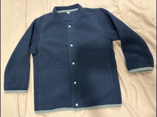 MUJI Navy Blue Flannel Jacket snap button size 100