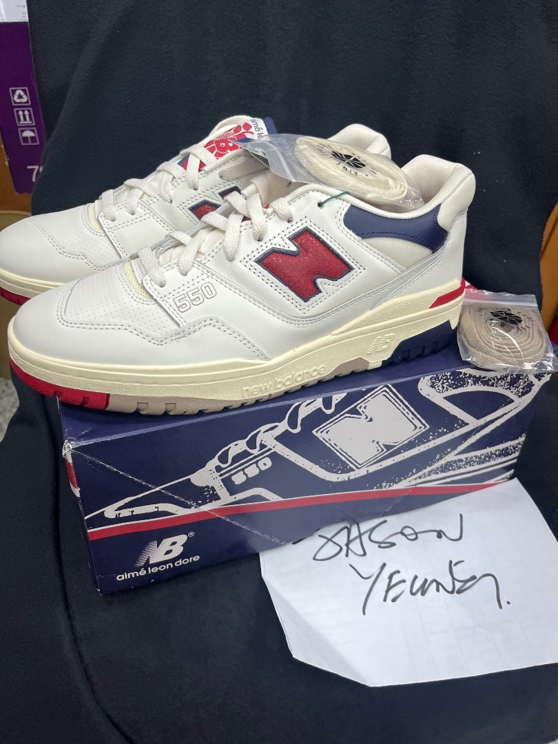 New Balance Aime Leon Dore 550 WHITE/NAVY-RED BB550A3 US9.5, 女裝
