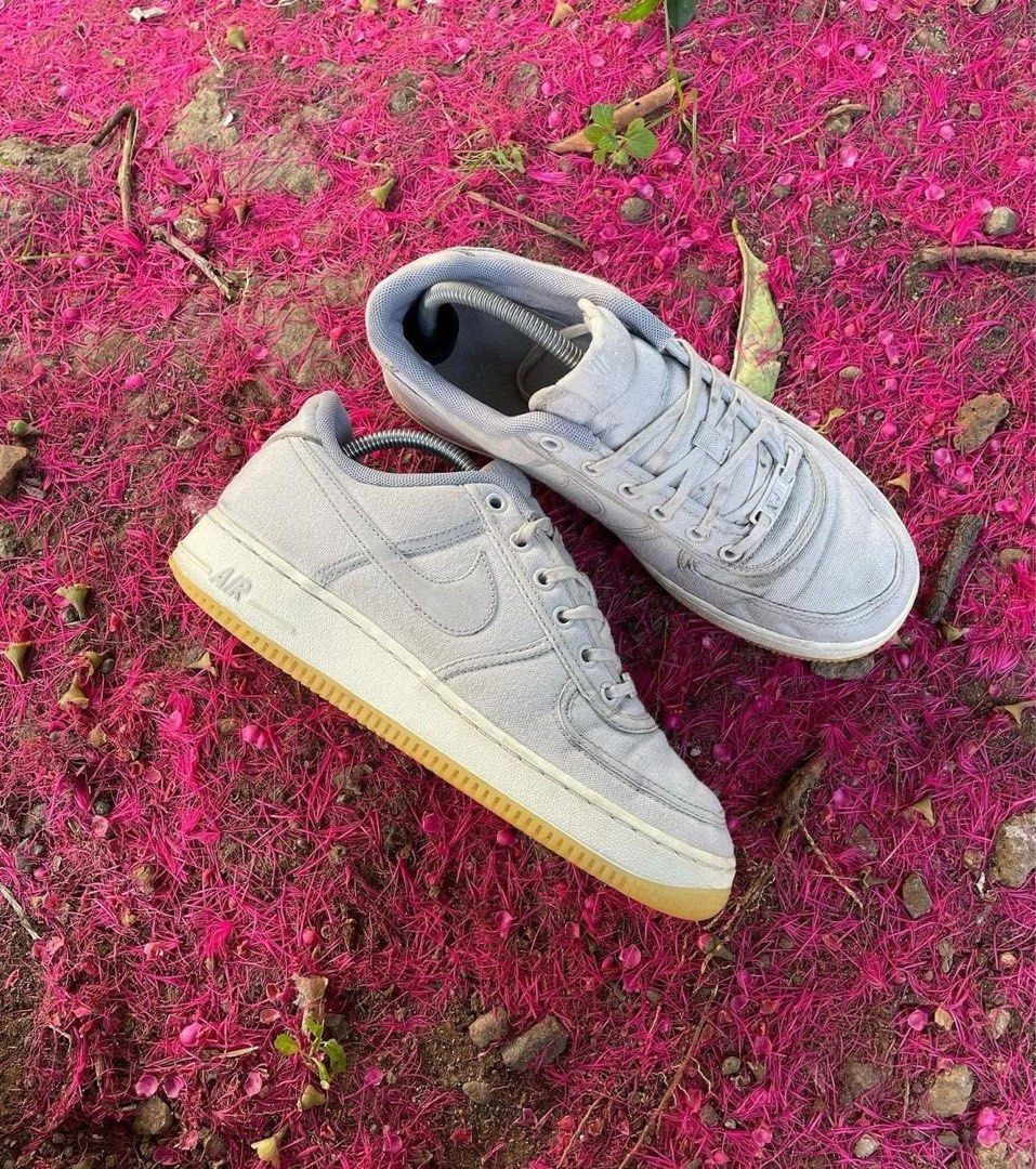 Air force 1 top low canvas light bone
