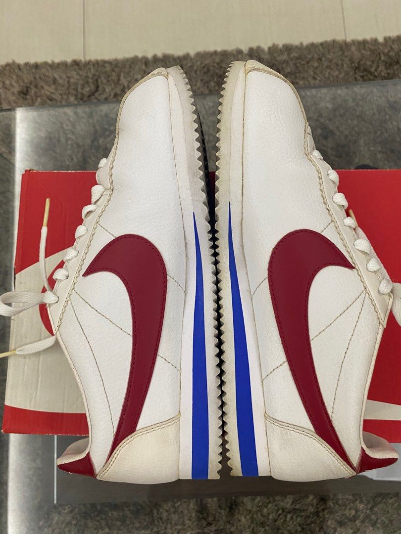 Nike white red and blue classic cortez retro leather sneakers hotsell