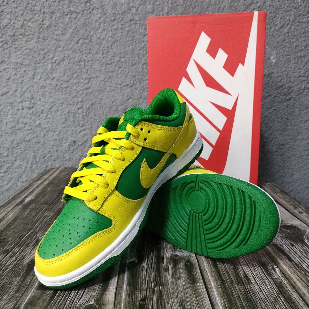 Nike Dunk Low Reverse Brazil Mens Lifestyle Shoes Yellow Green