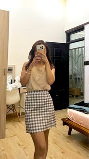 One set skirt and tank warna nude cream