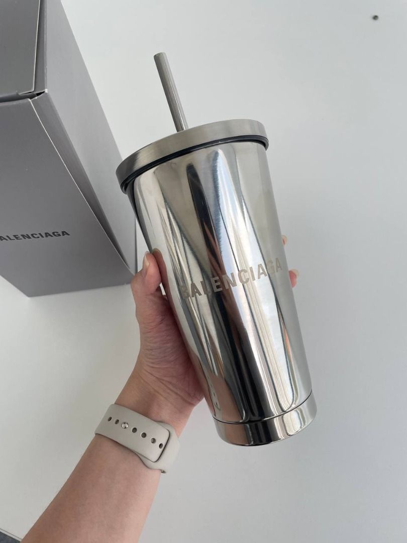 Logo stainless steel travel cup in silver - Balenciaga