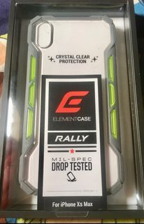 Original ElementCase Rally Rugged Armor Hard Clear Case for Apple iPhone XS Max - Grey/Lime