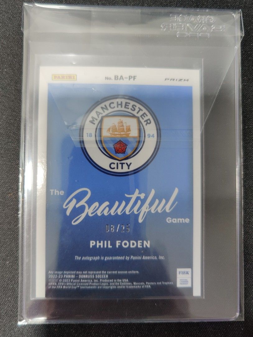 Phil Foden Numbered 08/25 Autograph 2022-23 Panini Donruss Soccer Beautiful  Game