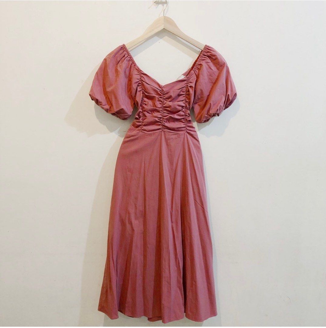 Ruched Puff Sleeve Dress