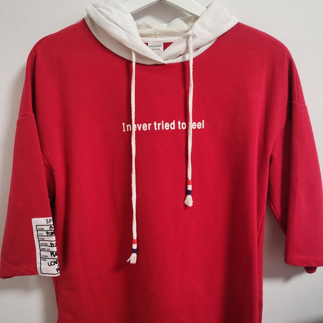 Red short new arrivals sleeve hoodie