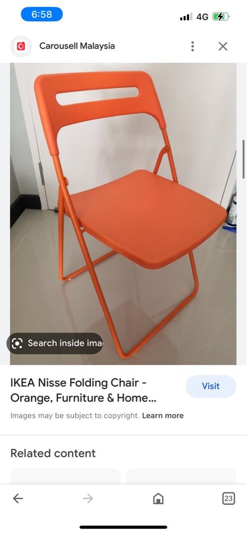 (RENT) ikea foldable chair NISSE kerusi sewa, Furniture & Home Living