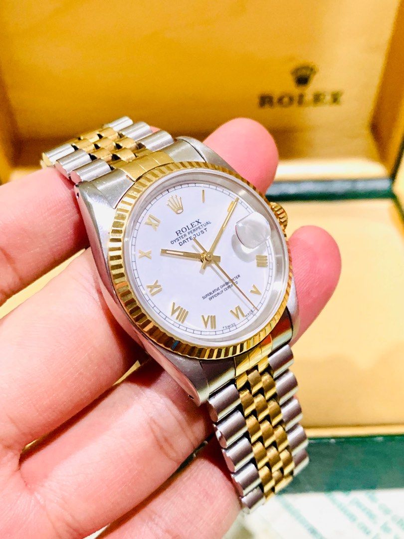 ROLEX Datejust 16233 Roman Dial 36mm Automatic Watch Original 18k Bracelet