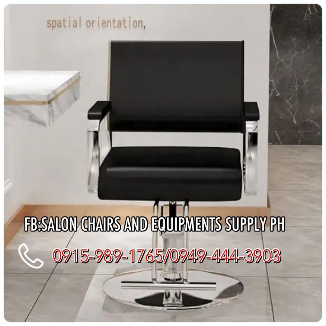Salon Chair Hydraulic Chair Silver Black, Furniture & Home Living