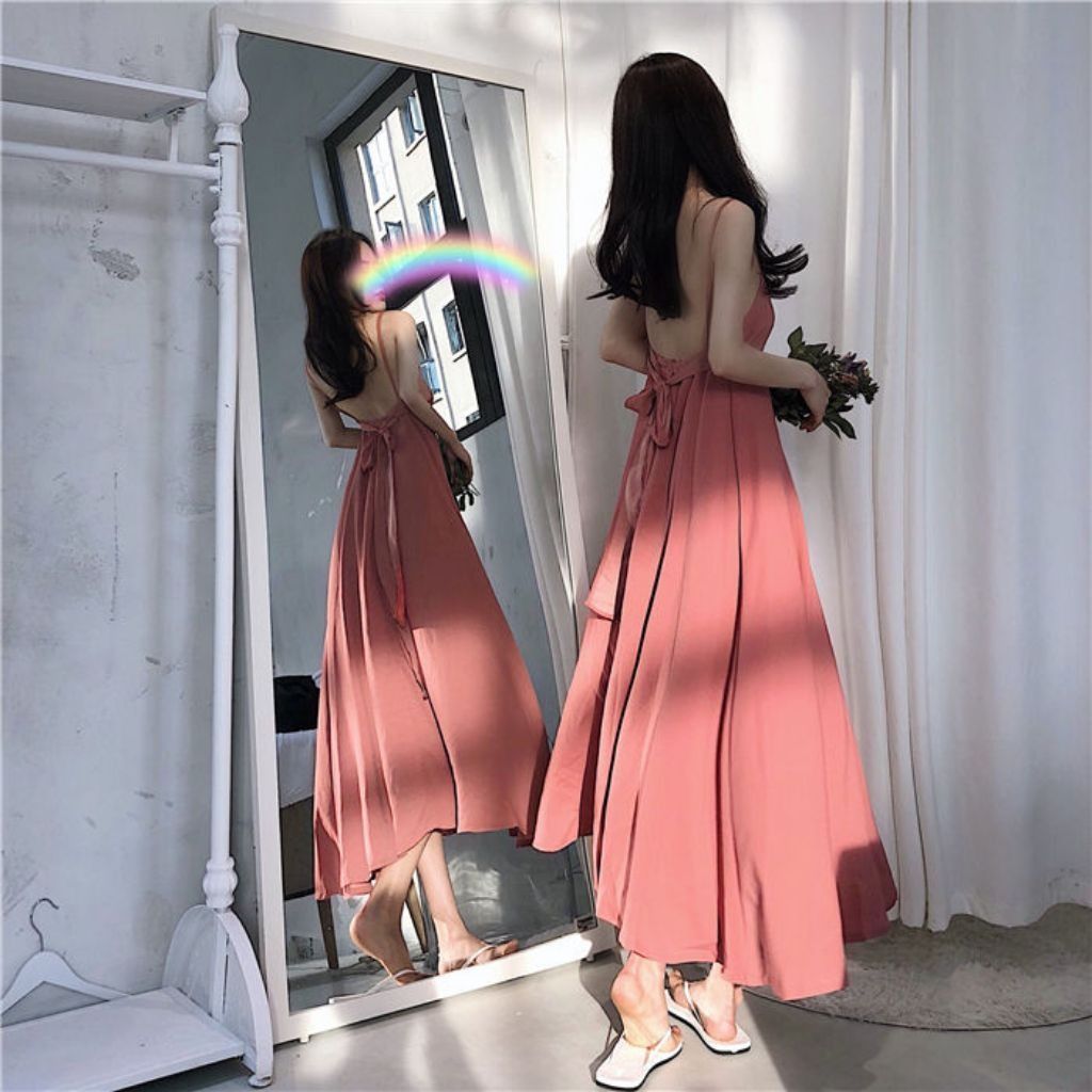 Sandy Low Back Sexy Party Adjustable Strap Spag Long Maxi Dress