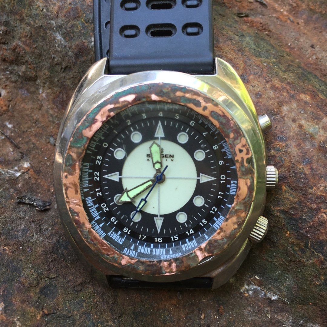 Skagen aktiv Denmark patina bezel Fesyen Pria Jam Tangan di Carousell