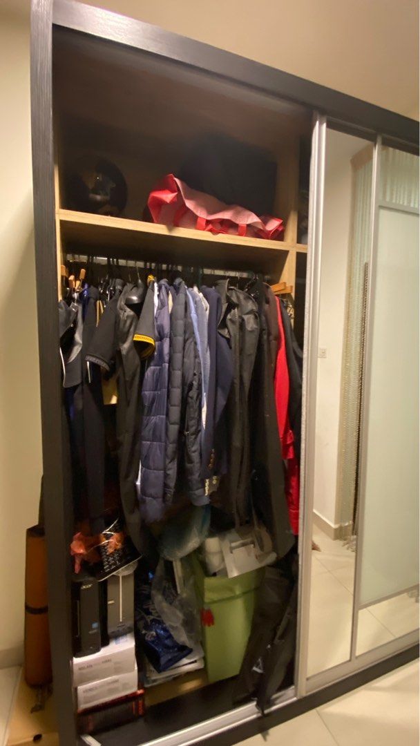 Stand alone wardrobe C/w mirror sliding doors, Furniture & Home Living