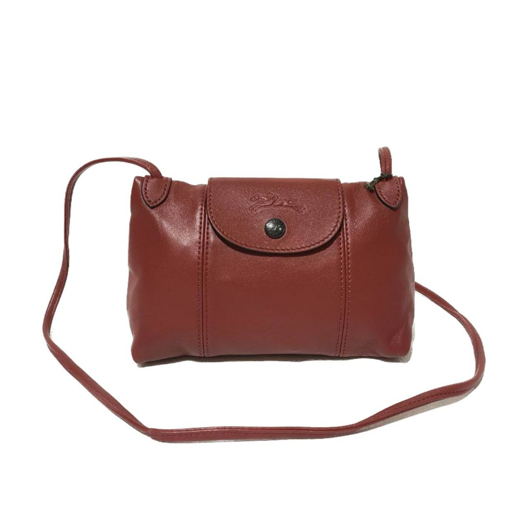 Tas LONGCHAMP Le Pliage Cuir Crossbody Bag Leather Sienna, Barang Mewah