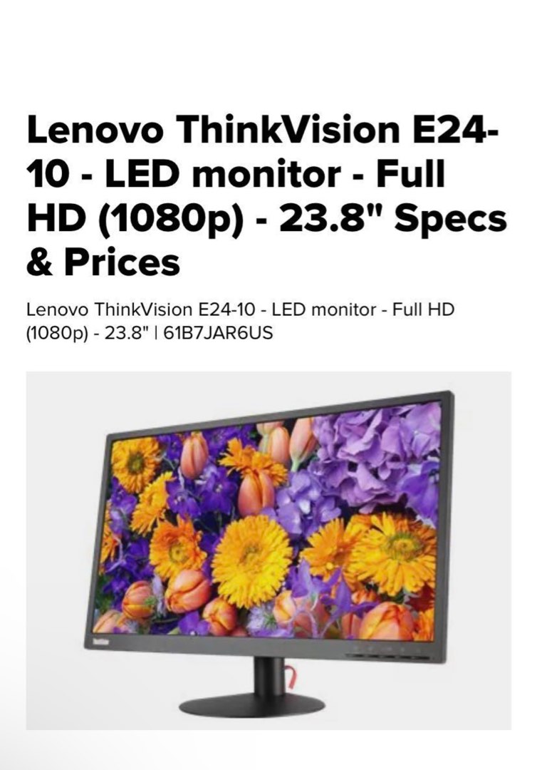 Thinkvision, Computers & Tech, Parts & Accessories, Monitor Screens on ...