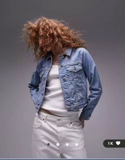 Tilda western denim jacket in mid blue