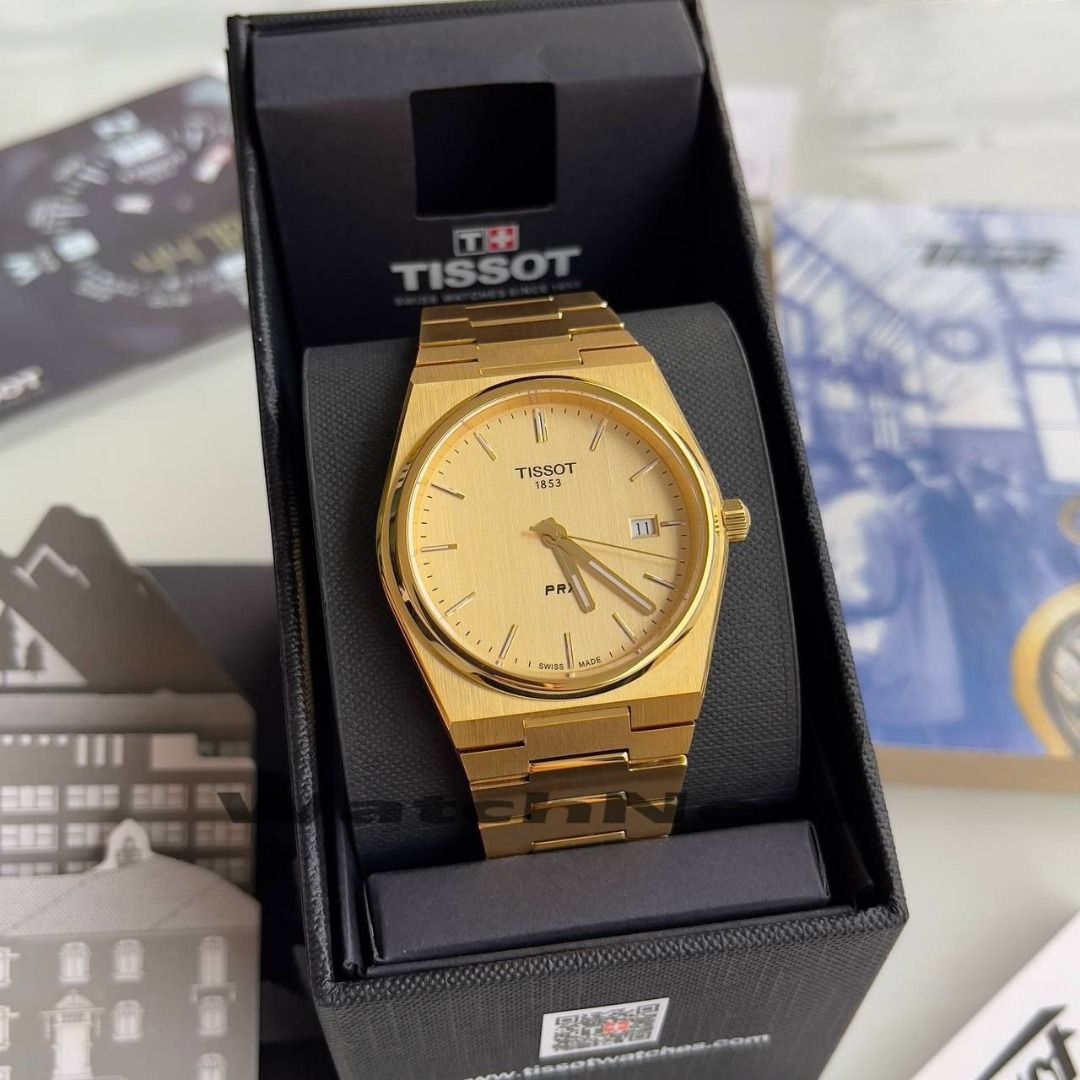 Tissot PRX Quartz EOL Gold Dial T137.410.33.021.00, Luxury, Watches on