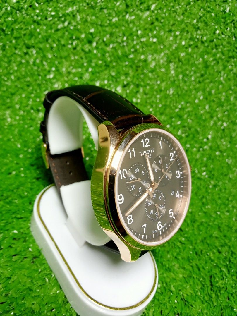 Tissot T116617A Men s Watch Quartz Chronograph Black Face Dark Brown Leather Strap
