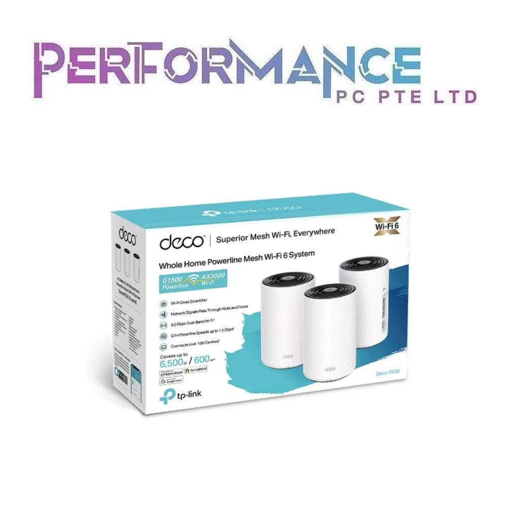 TP-Link Deco PX50 AX3000 + G1500 Whole Home Powerline Mesh WiFi 6 System (1  YEAR WARRANTY BY BAN LEONG TECHNOLOGIES PTE LTD), Computers & Tech, Parts &  Accessories, Networking on Carousell