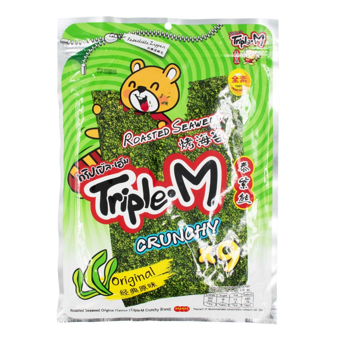 Triple M Seaweed Snack Ready to Eat Dry Seaweed Snack from Thailand