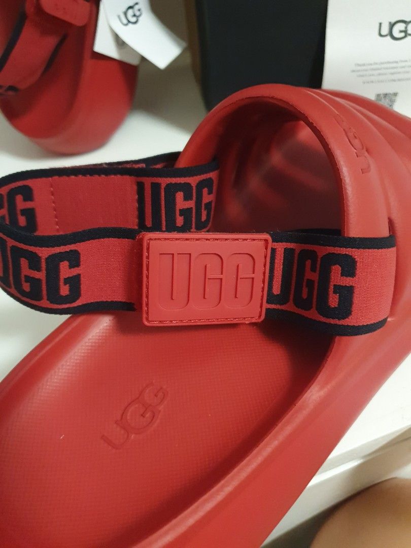 Red ugg hotsell slides size 9
