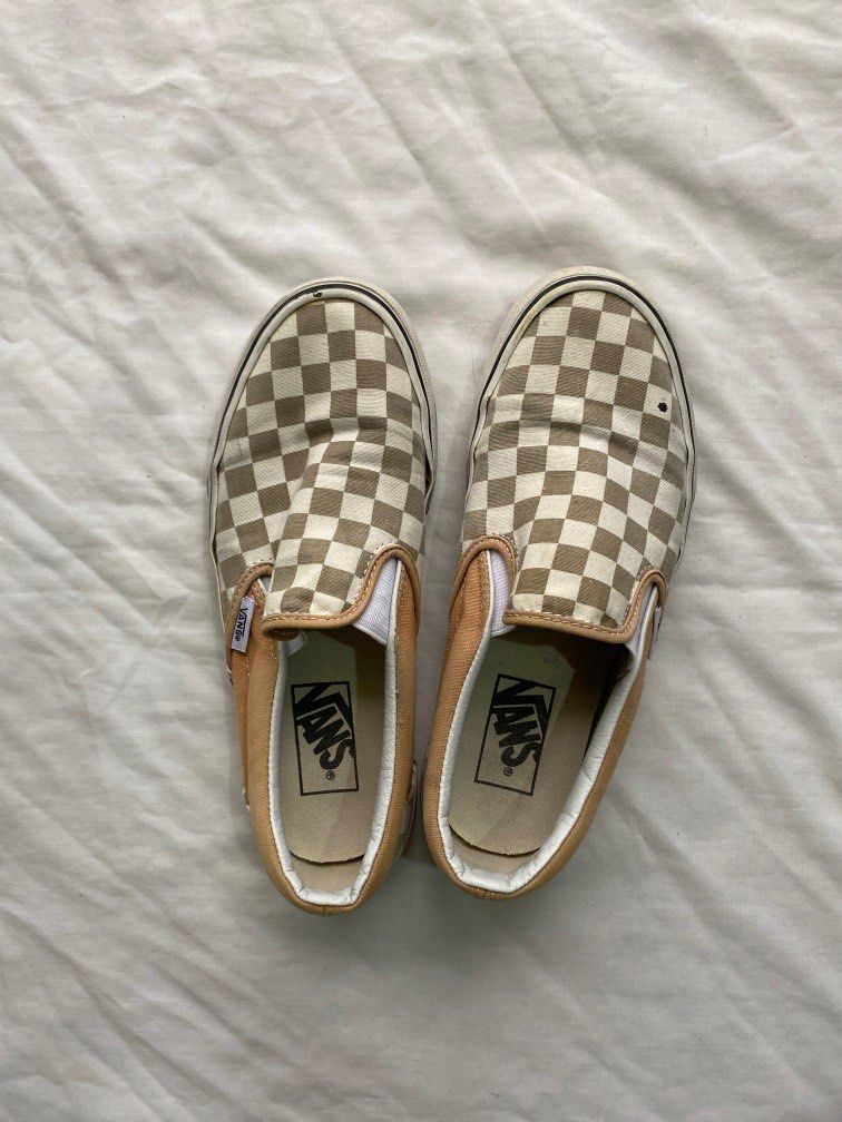 Vans deals beige checkered