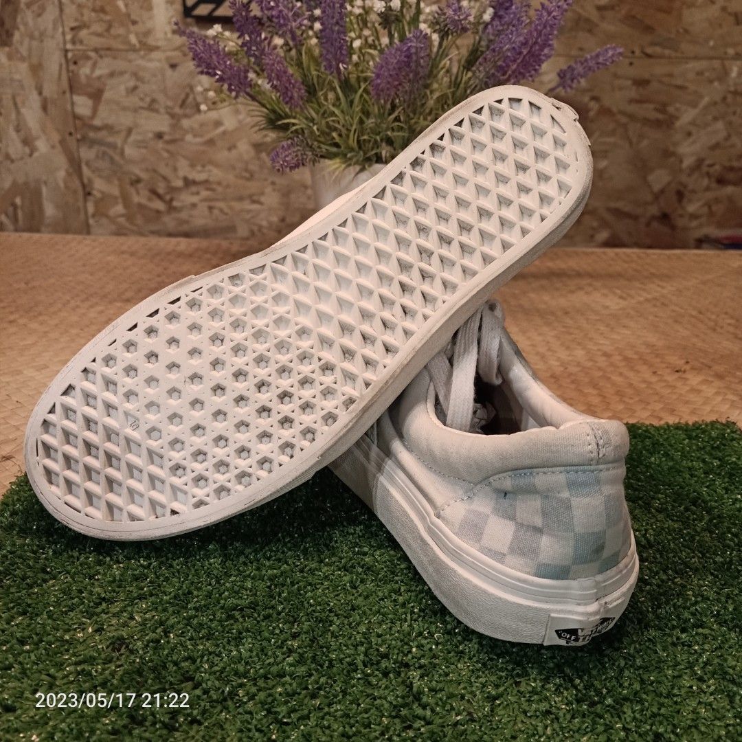 White reflective checkered discount vans