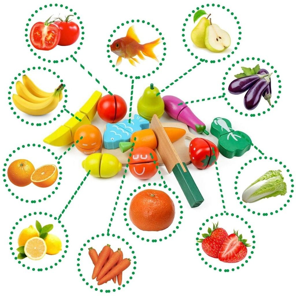Vegetables and Fruits Cutting Toy, Hobbies & Toys, Toys & Games on
