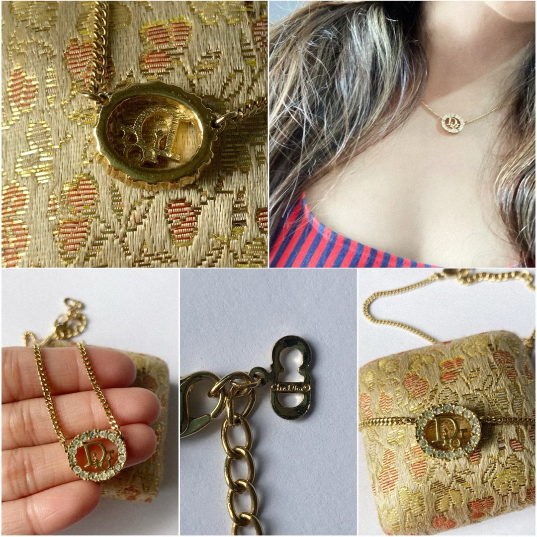 Vintage Christian Dior Circle Logo Pendant Necklace on Carousell