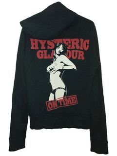 VTG AUTH HYSTERIC GLAMOUR ON TIME! DOUBLE ZIP UP HOODIE JAPANESE STREETWEAR BRAND SUPER RARE ITEM