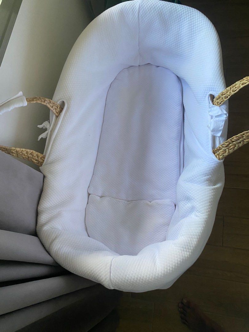 Wicker Moses Basket with wooden stand, Babies & Kids, Baby Nursery