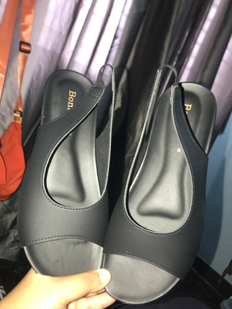 Black smart sandals sales