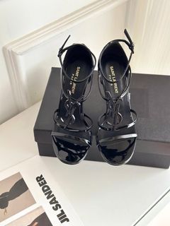 Bimba Y Lola mesh-strap high heel leather sandals in - Depop