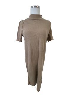 Zara Coffee Mock Neck Tshirt Dress