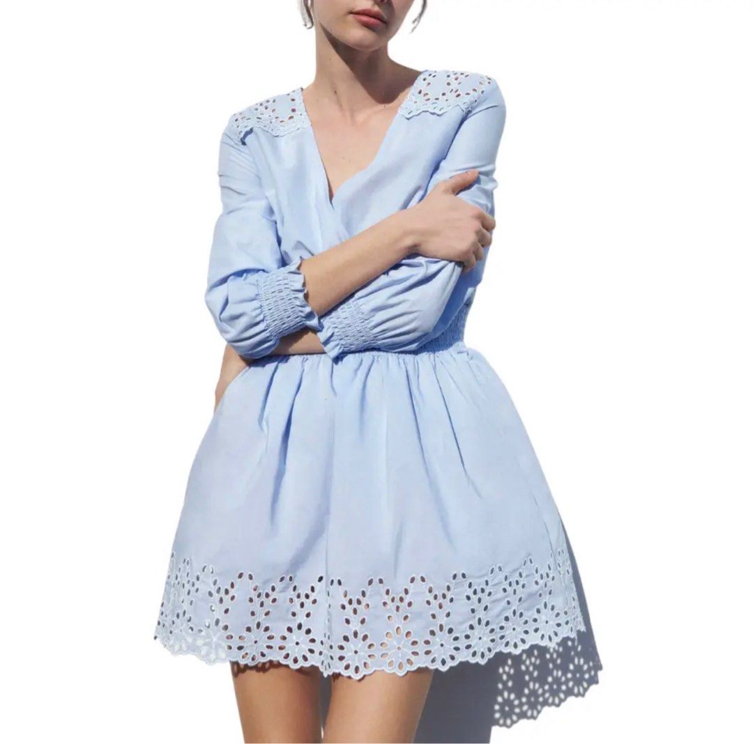 Zara openwork deals embroidery dress