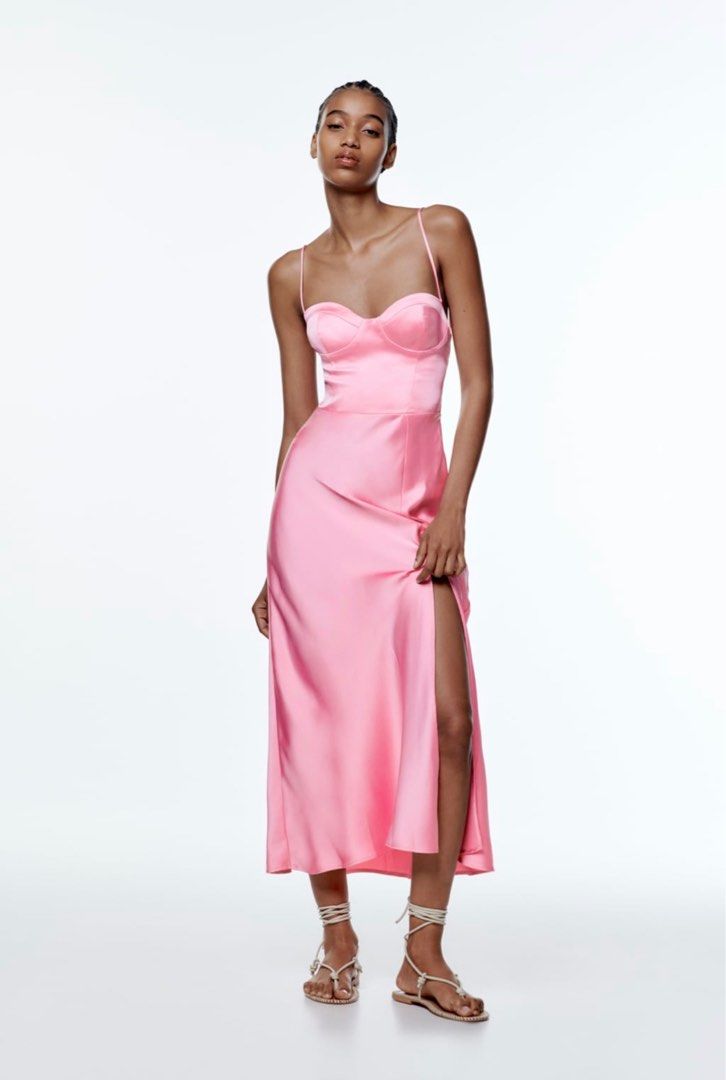 Zara Satin Dress, Women'S Fashion, Dresses & Sets, Dresses On Carousell