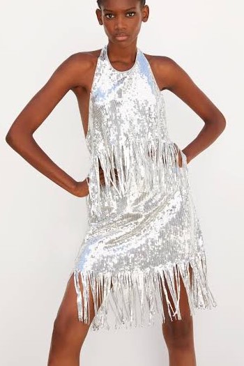 Zara sequin dress silver discount