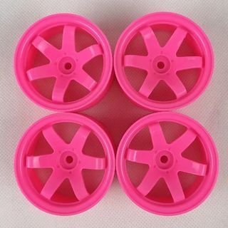 Rare 1/10 scale Universal 4pcs Overdose wannabe Plastic Drift Rally Touring PINK Coloured Rims and tyres tt01 tt02 vx01 hsp hpi Tamiya