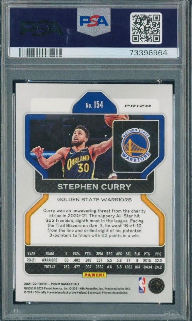 2021-22 Panini Prizm Stephen Curry NBA 75th Anniversary basketball